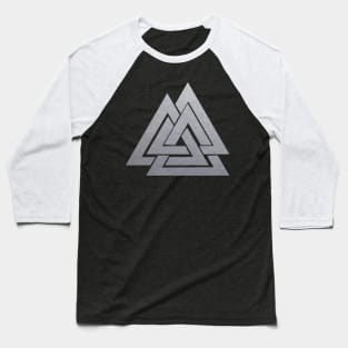 Iron Viking Valknut | Metallic Viking Symbol Baseball T-Shirt